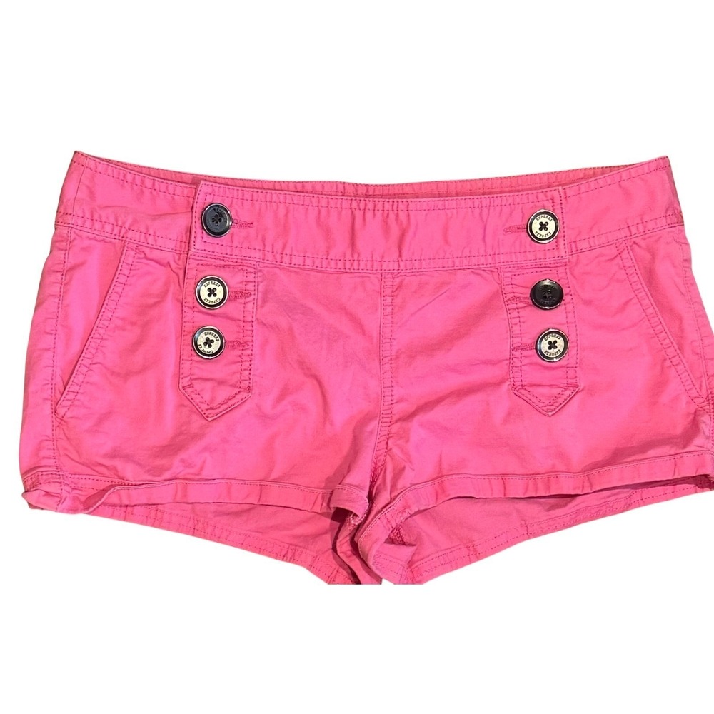 Vintage Express Pink sailor-style shorts featuring six silver-toned buttons SZ 8